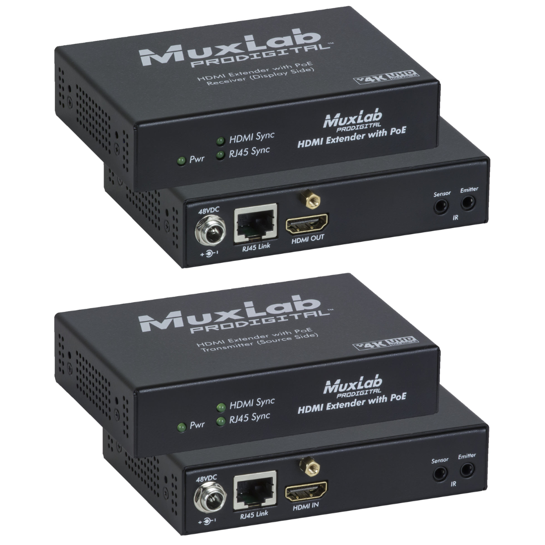 Muxlab HDMI Extender Kit, PoE, HDBT, UHD-4K
