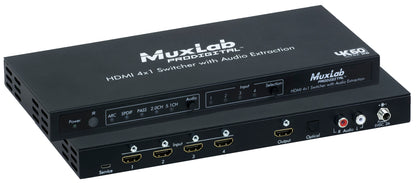 Muxlab  HDMI 4×1 Switcher with Audio Extraction, 4K/60