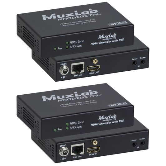 Muxlab HDMI Extender Kit, PoE, HDBT, UHD-4K